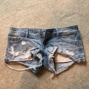 Light wash denim shorts